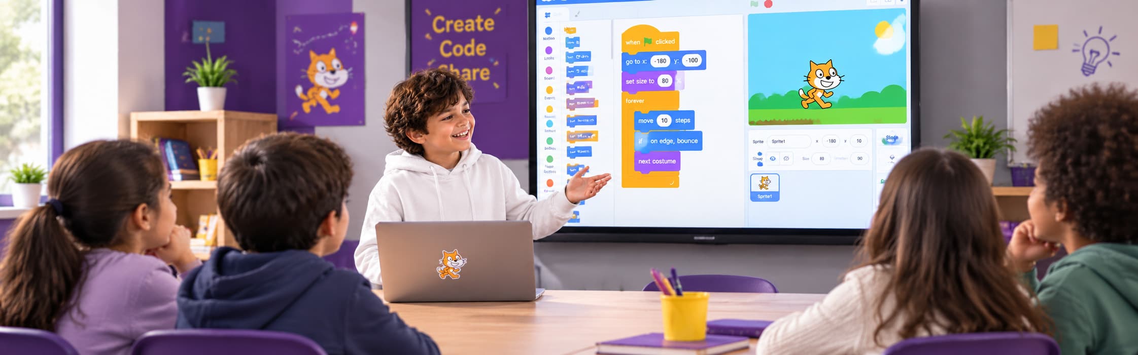 Kids sharing a project they built together